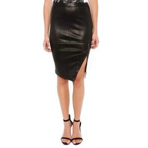 Elizabeth and James Mercy Black Pencil Knee Length Skirt Slit Womens 8 Grunge
